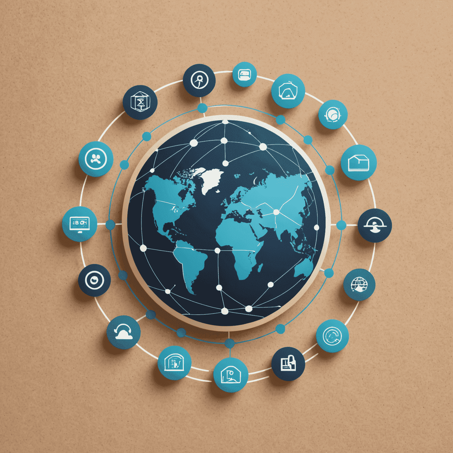 Remote Team Productivity Solutions logo featuring a stylized globe with interconnected nodes, symbolizing global teamwork