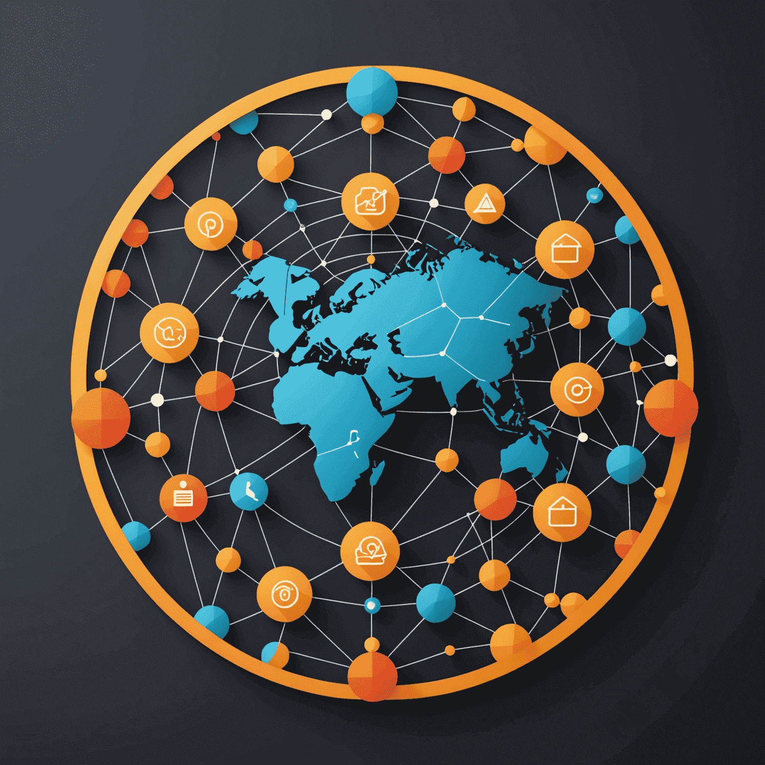 Remote Team Productivity Solutions logo featuring a stylized globe with interconnected nodes, symbolizing global teamwork