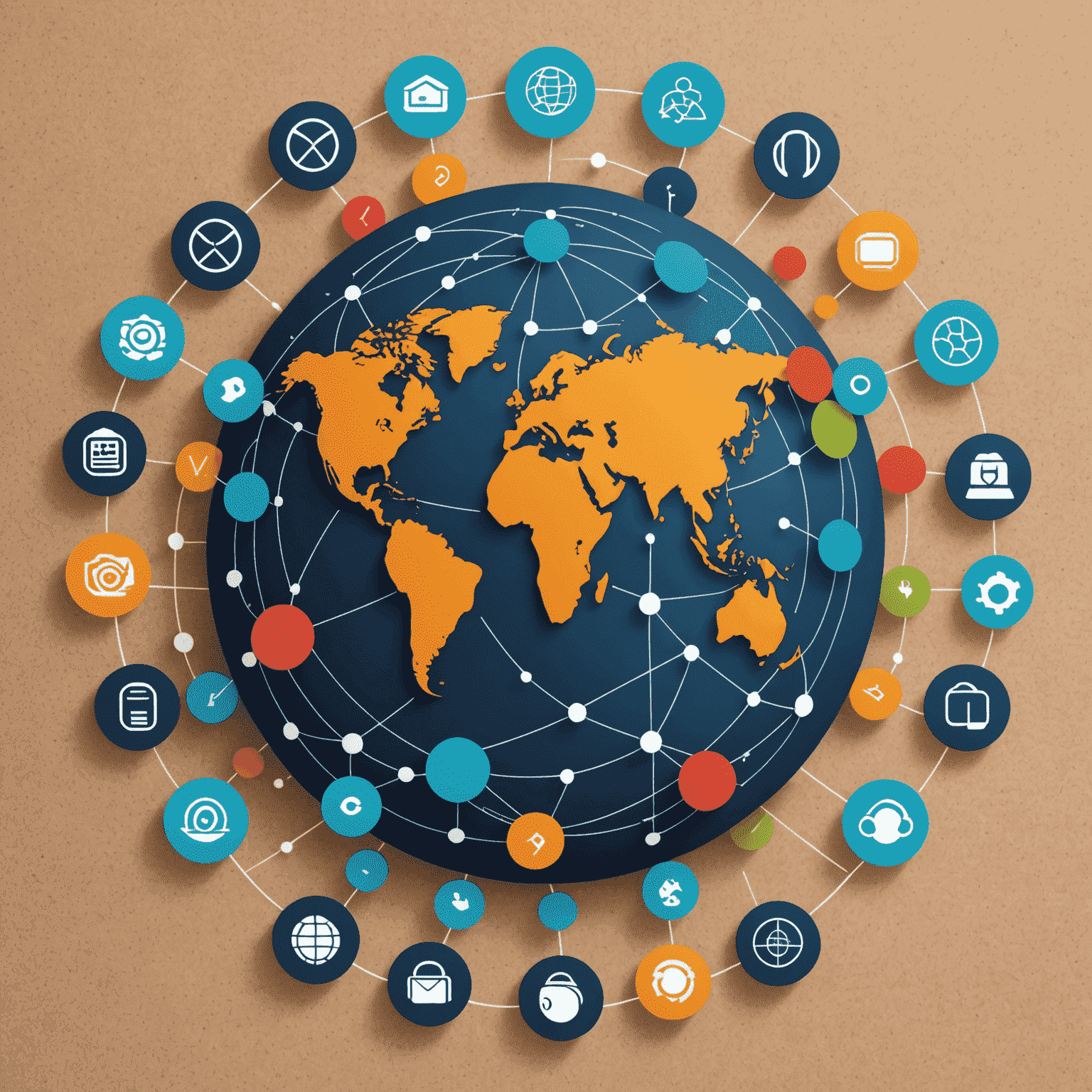 Remote Team Productivity Solutions logo featuring a stylized globe with interconnected nodes, symbolizing global teamwork
