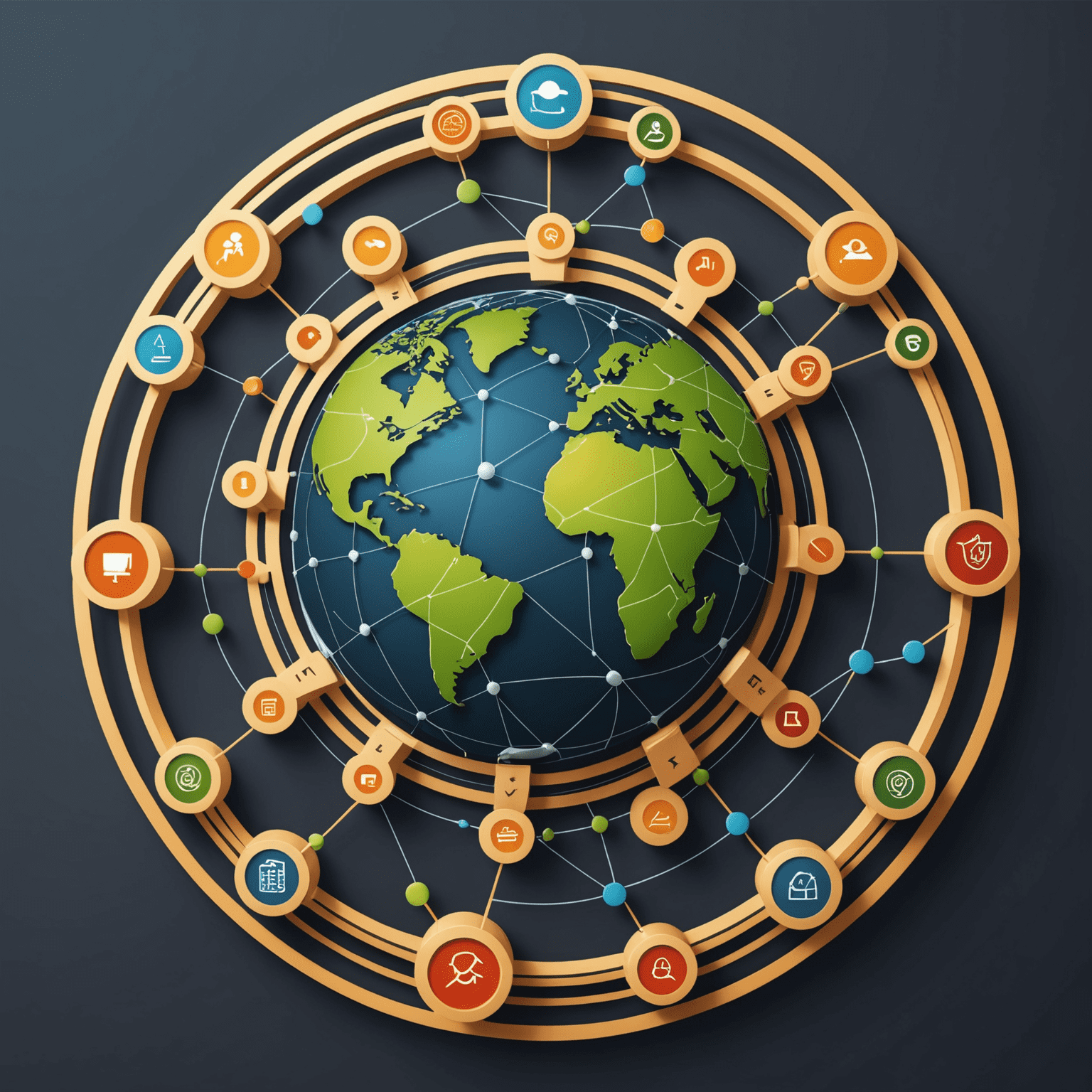 Remote Team Productivity Solutions logo featuring a stylized globe with interconnected nodes, symbolizing global teamwork