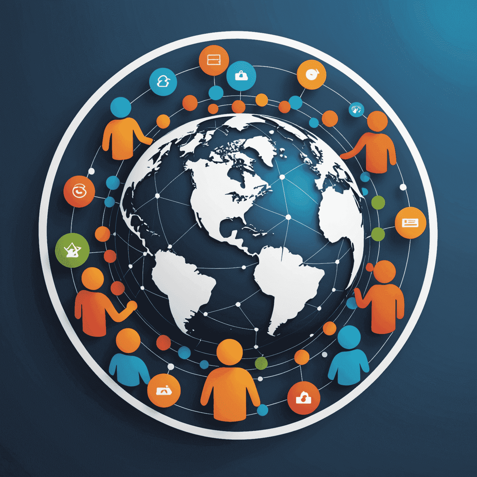 Remote Team Productivity Solutions logo featuring a stylized globe with interconnected nodes, symbolizing global teamwork