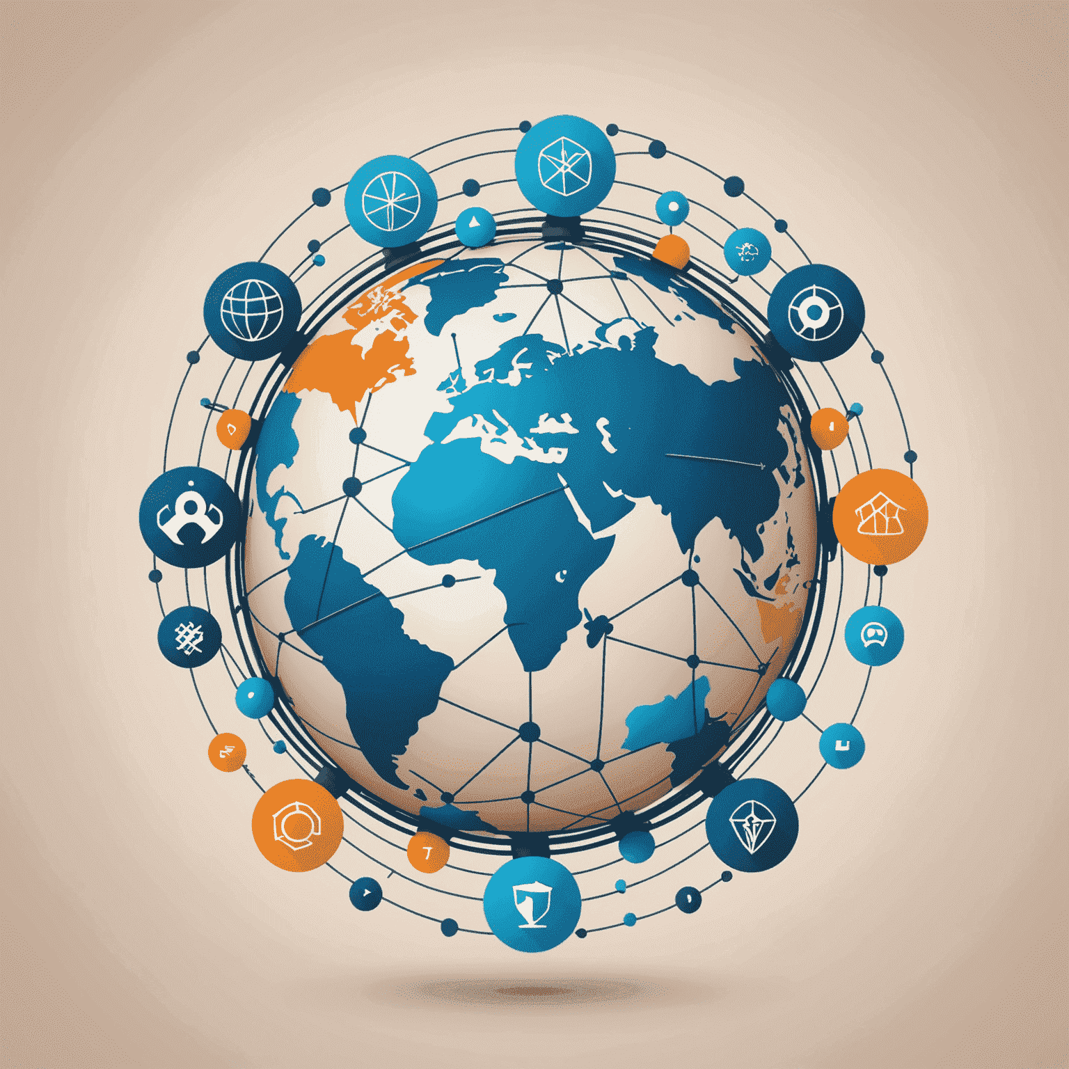 Remote Team Productivity Solutions logo featuring a stylized globe with interconnected nodes, symbolizing global teamwork