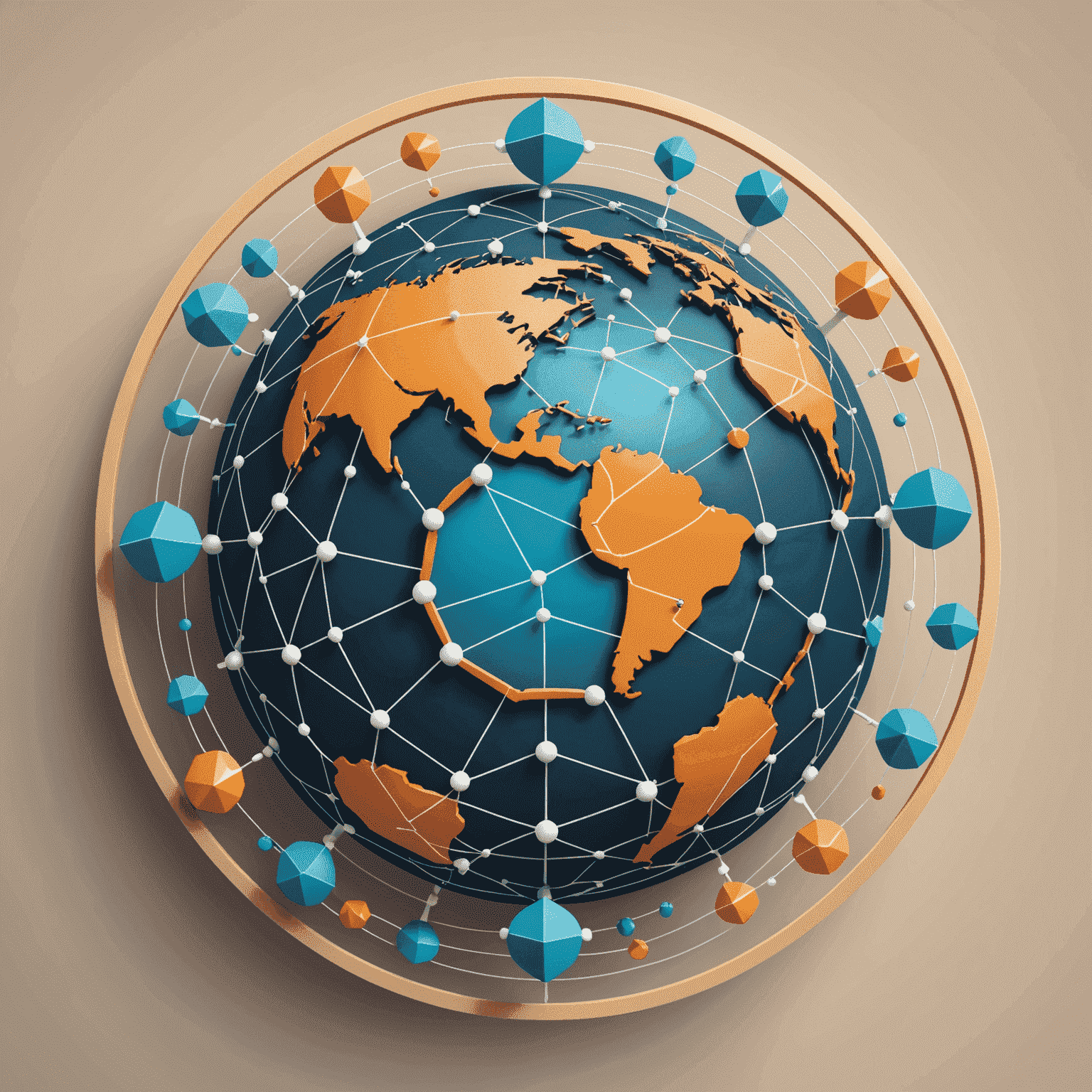 Remote Team Productivity Solutions logo featuring a stylized globe with interconnected nodes, symbolizing global teamwork