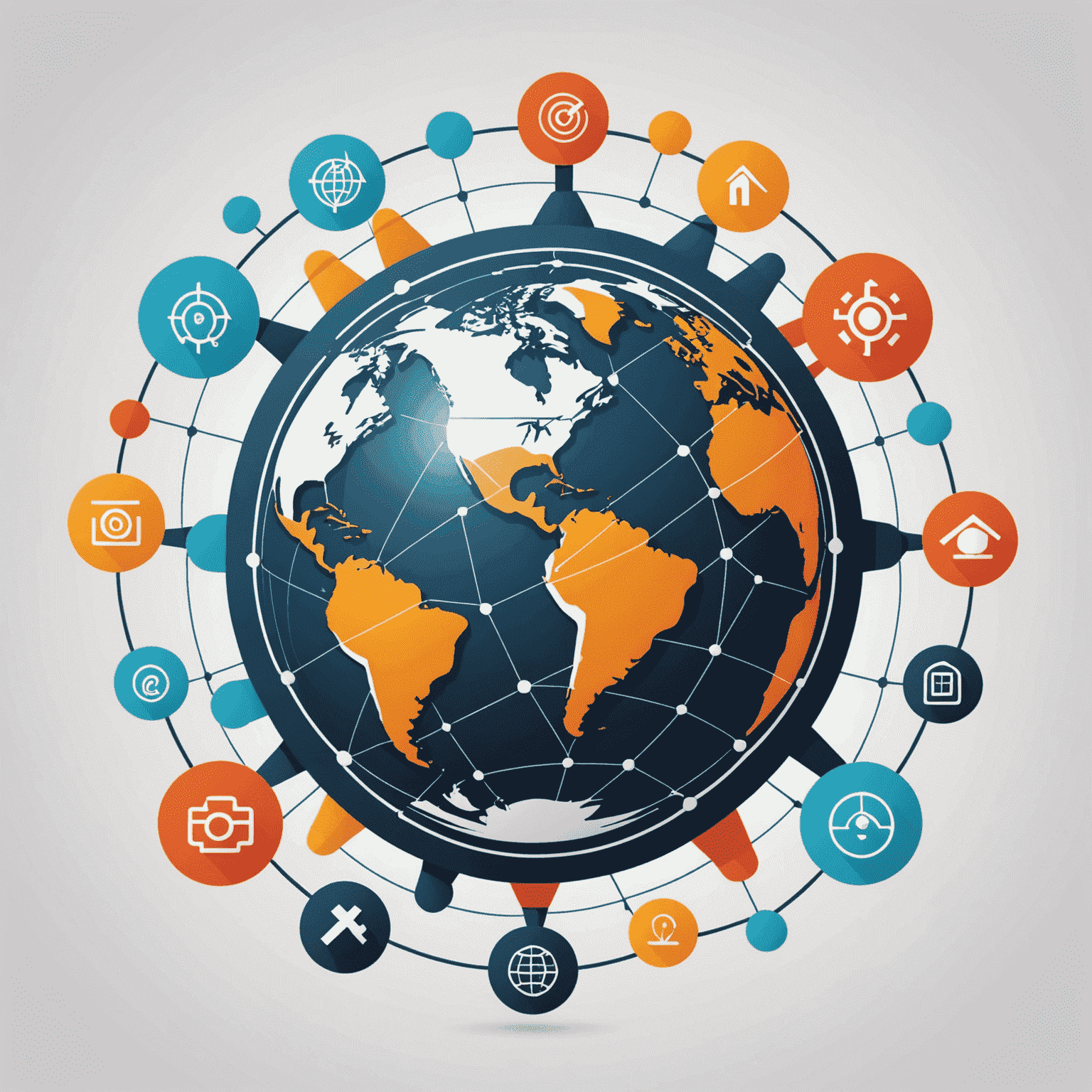 Remote Team Productivity Solutions logo featuring a stylized globe with interconnected nodes, symbolizing global teamwork