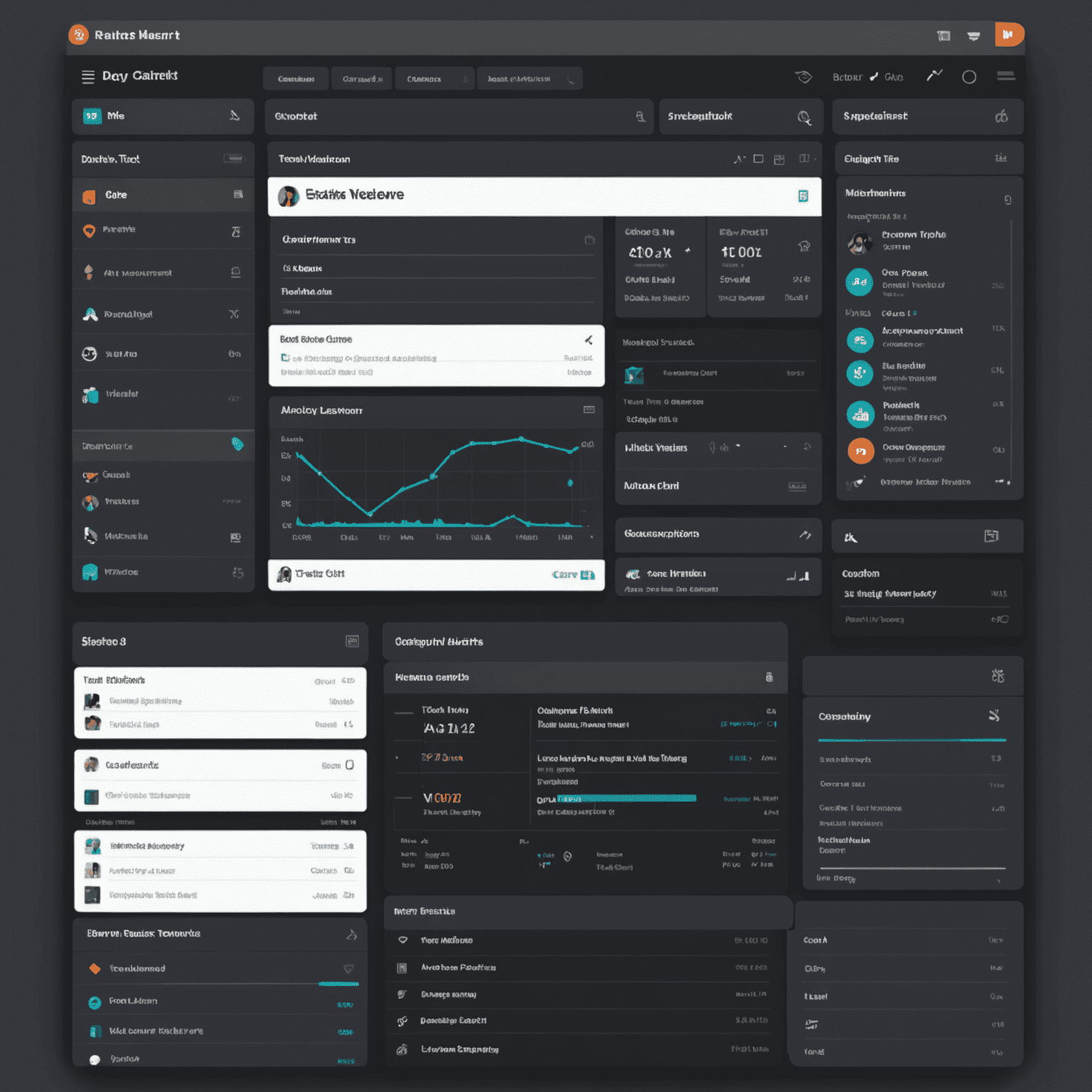A sleek, dark-themed project management dashboard displaying Gantt charts, task boards, and team member avatars. The interface showcases features tailored for remote team collaboration and task tracking.